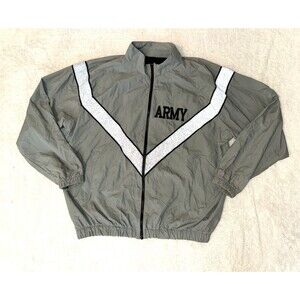 US Army Full Zip Jacket Mens M Long Gray IPFU Reflective Skilcraft JWOD Green